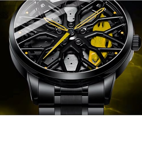Image of Branded Men's Sport Quartz Watch Car Wheel Multicolour Dial Wheel Dial 360 Rotating Casual Fashion Stainless Steel Alloy Mens &Boy's Luxury Metal Gift Creative Watch