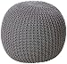 Urban Shop Round Knit Pouf - Hand Woven Cotton, Grey