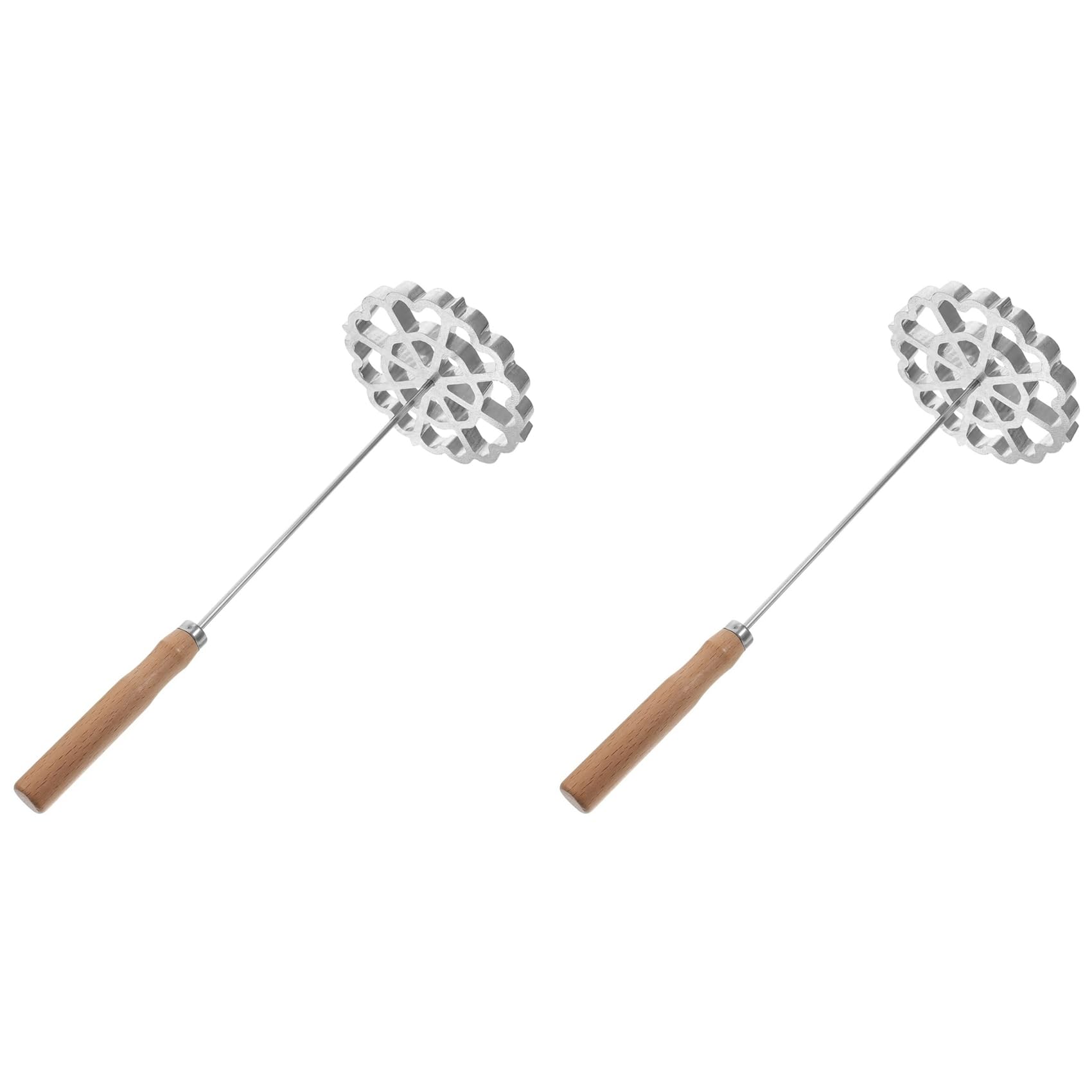 Hndhbfgrt 2X Bunuelos Mold with Handle, Swedish Rosette Maker Timbale Rosettes Cookie Mold Aluminum Waffle Mold