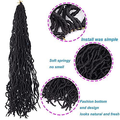 Clsfation 36 Inch New Faux Locs Crochet Braids Hair 6 Packs Super Long Goddess Locs Curly Wavy Soft Locs Braiding Hair For Women Pre-Looped Synthetic Afro Roots Braid Collection (1B#) #TOP4
