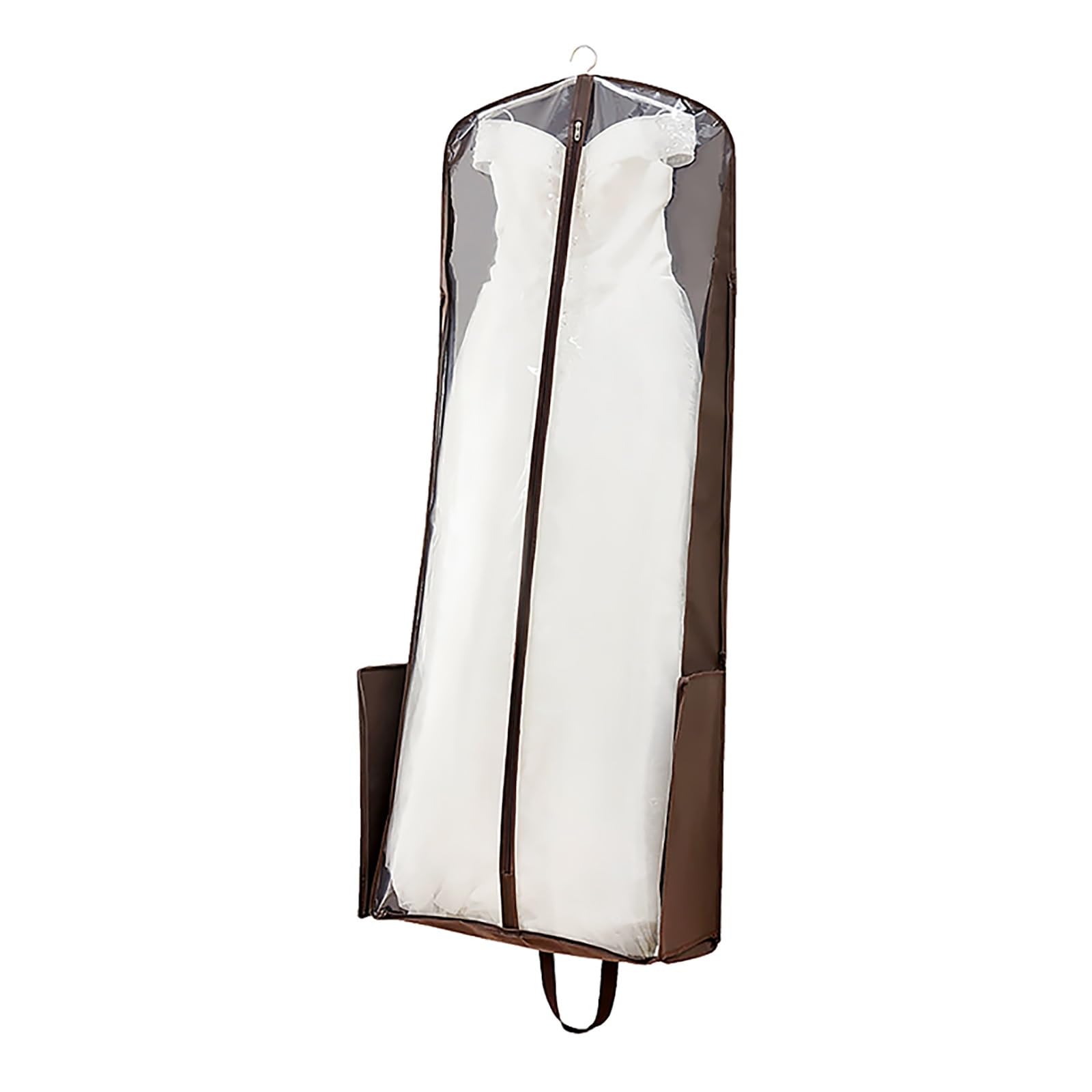 Garment bag, Fur Coat Storage Bag, Wedding Dress, Foldable Portable, Suitable for, Evening(Brown,180 * 60 * 25cm/71 * 24 * 10in)