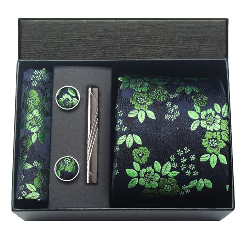 Image of Paisley Floral Mens Tie Formal Necktie Pocket Squares Ties Clips Cufflinks Classic for Men Set
