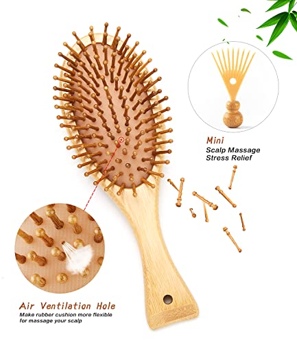 Ctomvumr Bamboo Paddle Hair Brush，Bamboo Bristles Detangling Hairbrush For Massaging Scalp For Women Men And Kids Thick Dry Hair & Extra Gift Scalp Massager Yellow #TOP6