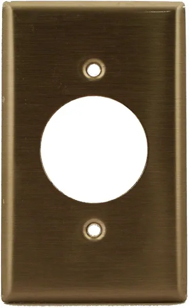 Leviton 1-Gang Locking 1.60 Inch Dia. Device Receptacle Wallplate, Standard Size, Device Mount, Stainless Steel, 84020-40