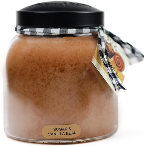 A Cheerful Giver - Sugar & Vanilla Bean - Tarro de vela perfumado de Papa de 34 onzas con tapa - Keepers of The Light - 155 horas de tiempo de