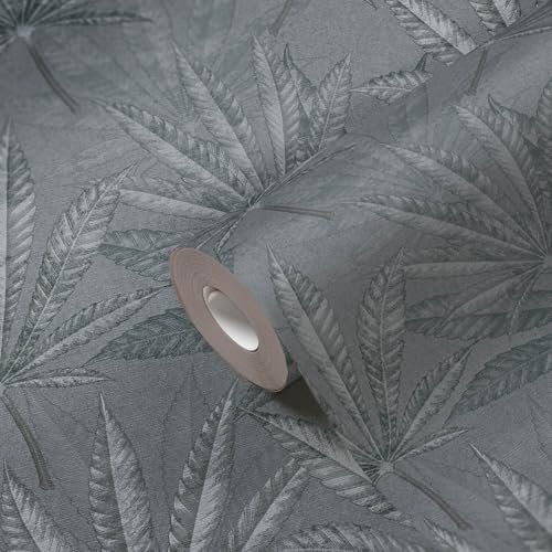 Papier peint floral intissé gris clair gris basalte Profhome