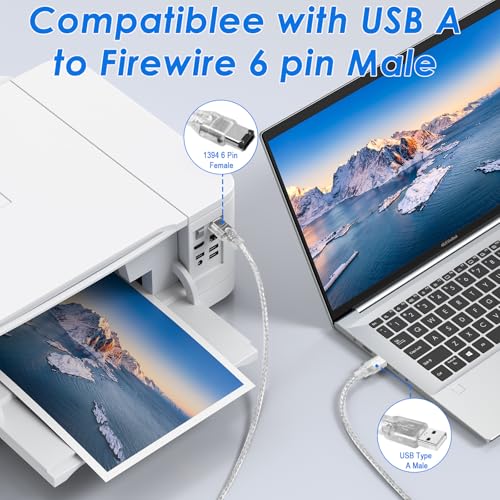 Herfair FireWire IEEE 1394 Cable,USB to 6 Pin Male to Male Cord,Data Transfer Adapter,FireWire 400 DV iLink Converter for Laptop to Camcorder,DV Camera to Computer Cable 1.8m - Image 4