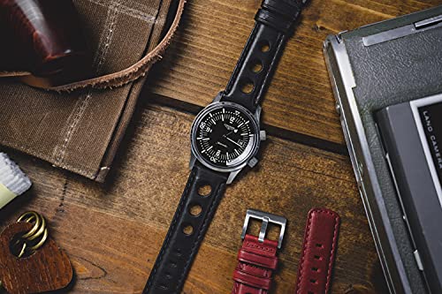 Image of 20mm Black - BARTON Rally Horween Leather Gold Buckle Watch Bands - Quick Release - Choose Strap Color & Width
