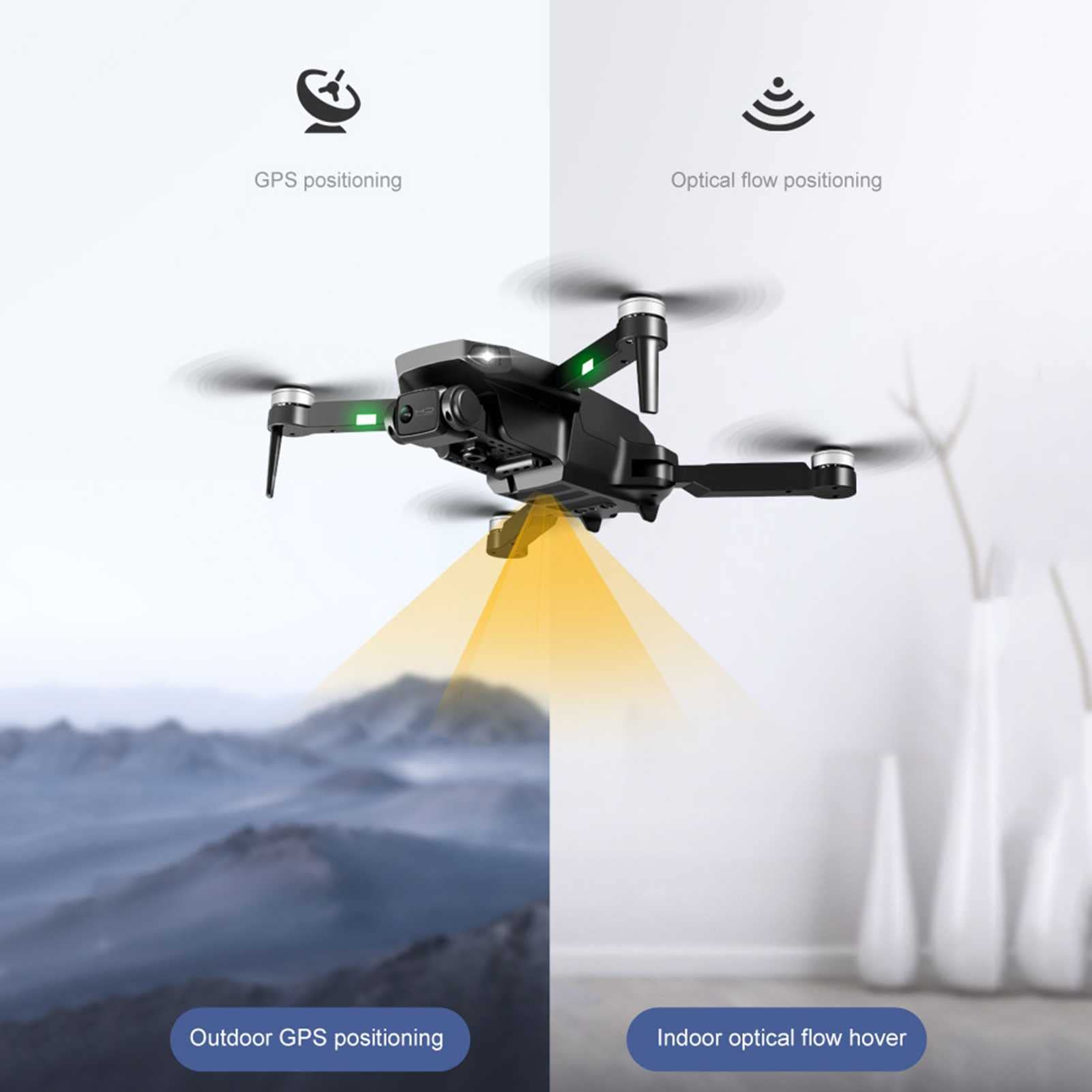 Drony z kamerą dla dorosłych 6K GPS Foldable 5G Quadcopter for Beginners with Optical Flow Positioning Auto Return Home Follow Me Brushless Motor 25 Mins Long Flight Time (Black 2 BATTERIES)