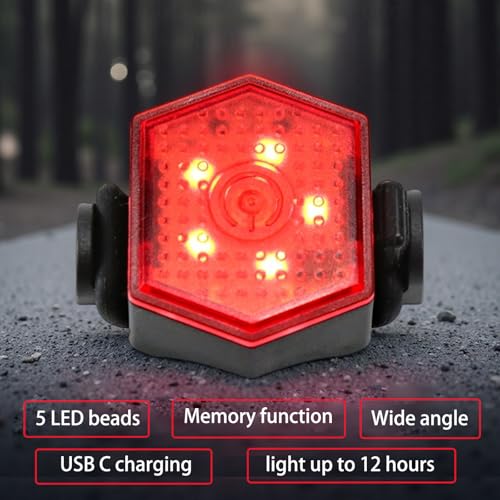 10 Pack Bike Tail Light Bicycle Rear Light USB-C Rechargeable LED Cycling Safety Flashlight with 4 Light Mode for Road Mountain Night Riding & Adults Men Women, Reflectors Accessories