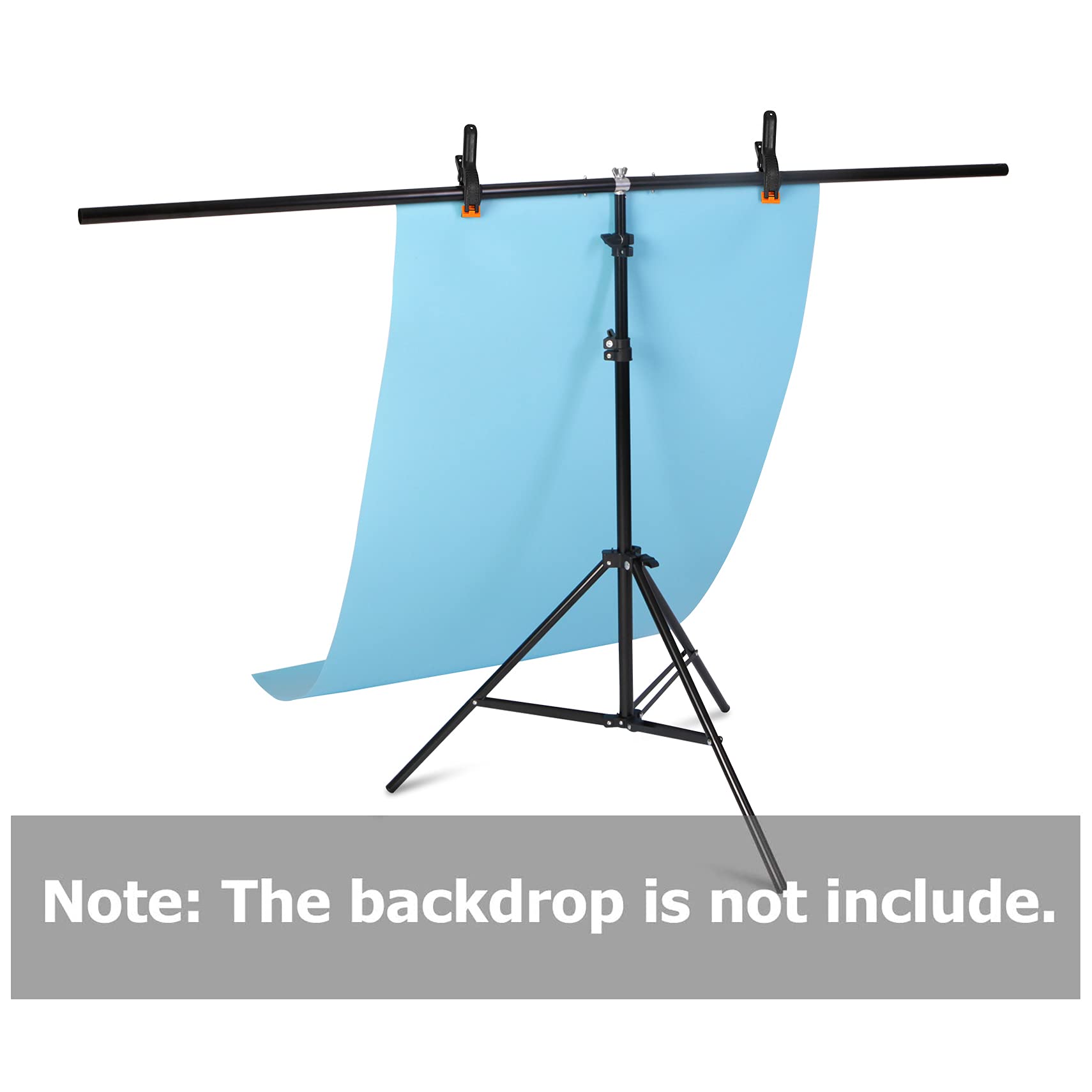 Selens Supporto per sfondo a T, 150x200 cm, per fotografia in mussola, in vinile, T Stand Backdrop, supporto retrattile portatile con piastra trasversale e morsetto per il trasporto