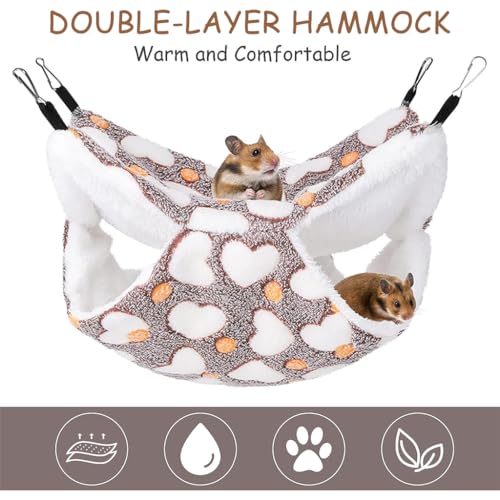 Image of Qpets Plush Hanging Hammock Bed for Guinea Pigs and Hamsters L Multicolor