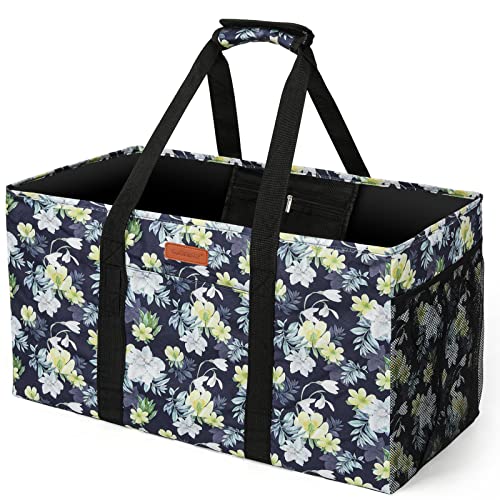 WONDAY Extra Large Reusable Grocery Bag Carrier with Handle, Thirty One Utility Tote Foldable for Shopping and Beach