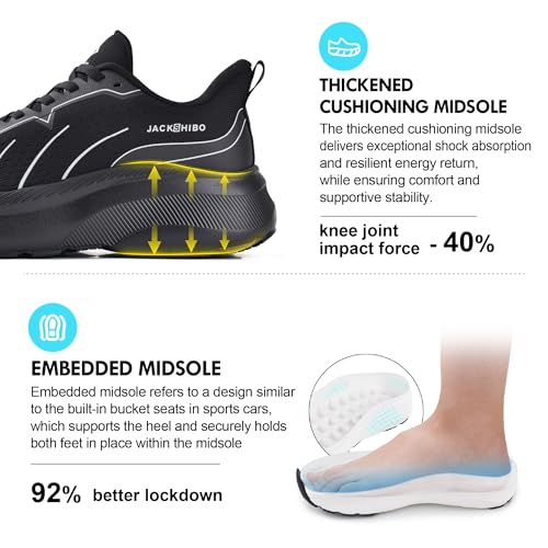 Image of JACKSHIBO Wide Toe Box Shoes Women Slip on Arch Support Sneakers | Running Athletic Walking Tennis Slip in Plantar Fasciitis Orthopedic Ortho Hands Free Shoes Zero Drop Cushion Thick Sole