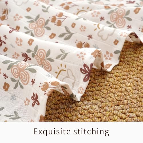Image of 4 Set Muslin Swaddle Blankets Receiving Blanket for Newborn Baby | Boys, Girls Cute Soft Print Baby Towel Wrap 120x110cm Baby