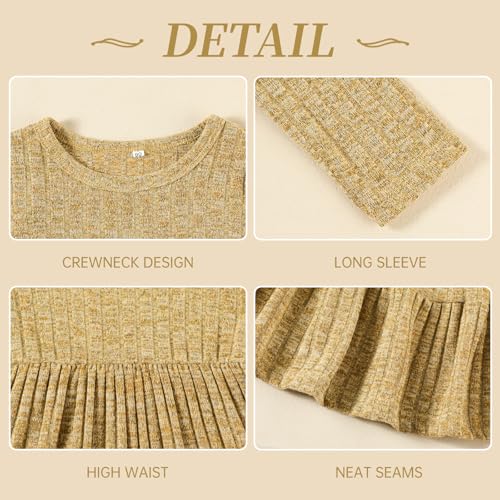 Image of Toddler Baby Girl Long Sleeve Dress Girls Knit Sweater Dresses Tiered Kids Swing Holiday Clothes Fall Winter