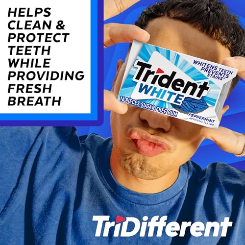 Image of Trident White Peppermint Sugar-Free Chewing Gum, 9 Packs of 16 Pieces