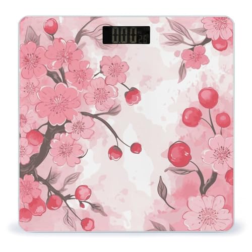 Báscula Digital de Baño Floral Pink Cherry Precisa y Moderna miniatura 1