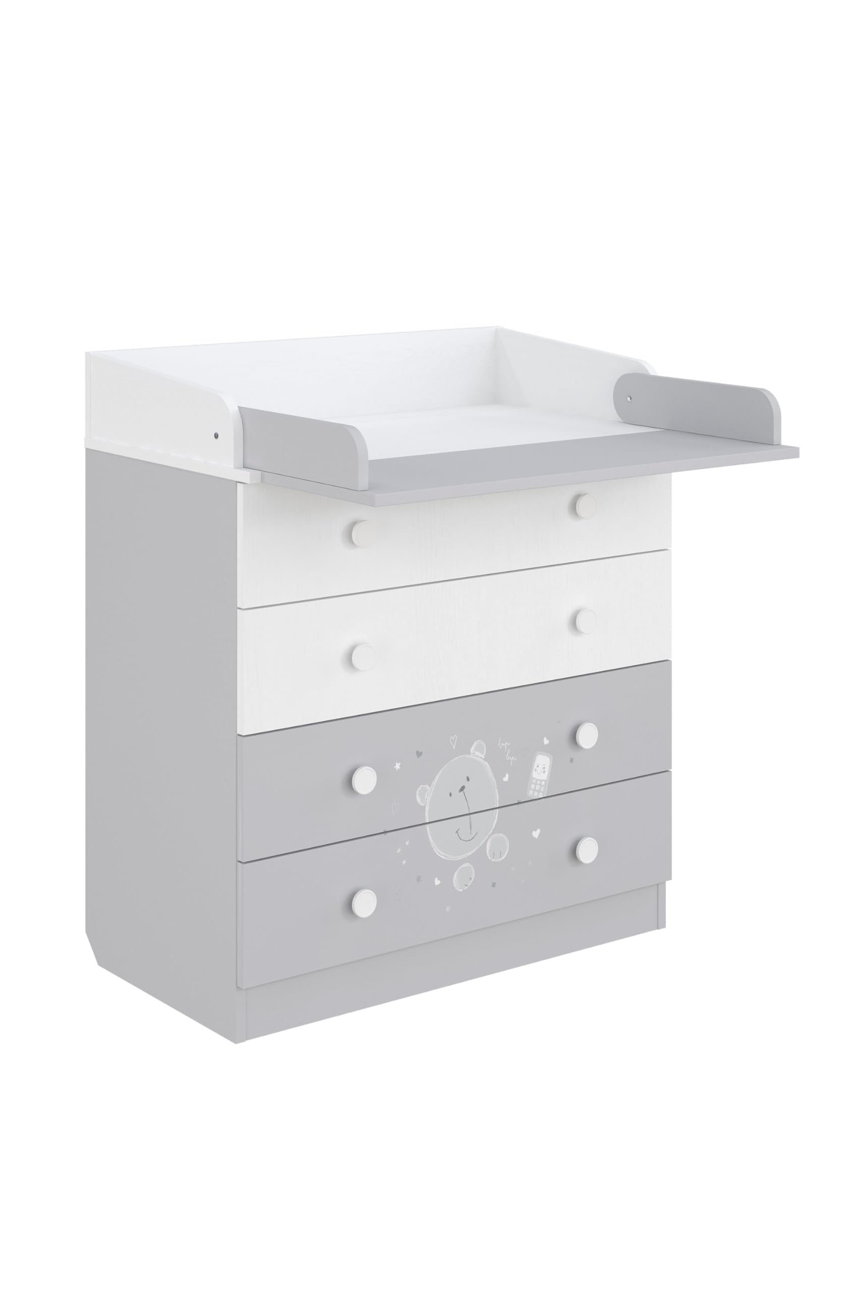 Shefa Kids 800 Baby Changing Table Teddy White Grey