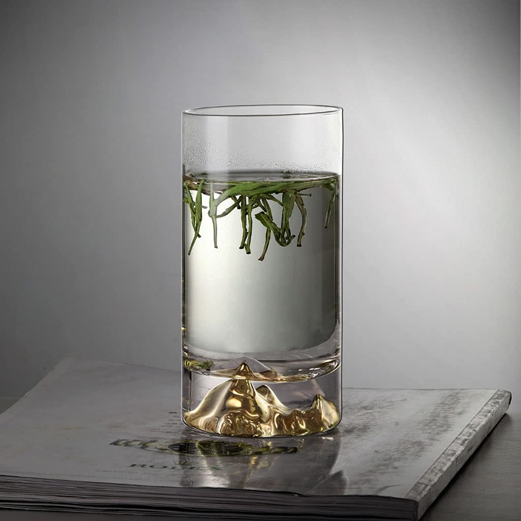 Bicchiere Bicchiere Bicchiere Acqua Estate Famiglia 12 Once Tazza da tè Bolle tè Verde Tazza Dritta Design ad Alto Colore Golden Mountain Cup(Oro)