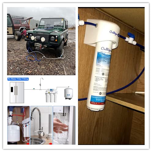 VEOIRXU Kit 20 Pièces Connecteurs Tuyau Filtre Eau 1/4" - Raccords Osmose Inverse Avec Robinets