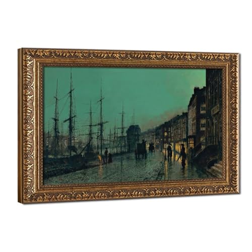 Impression sur toile On The Clyde River Grimshaw tableau déco salon bureau cadre 61x91 cm