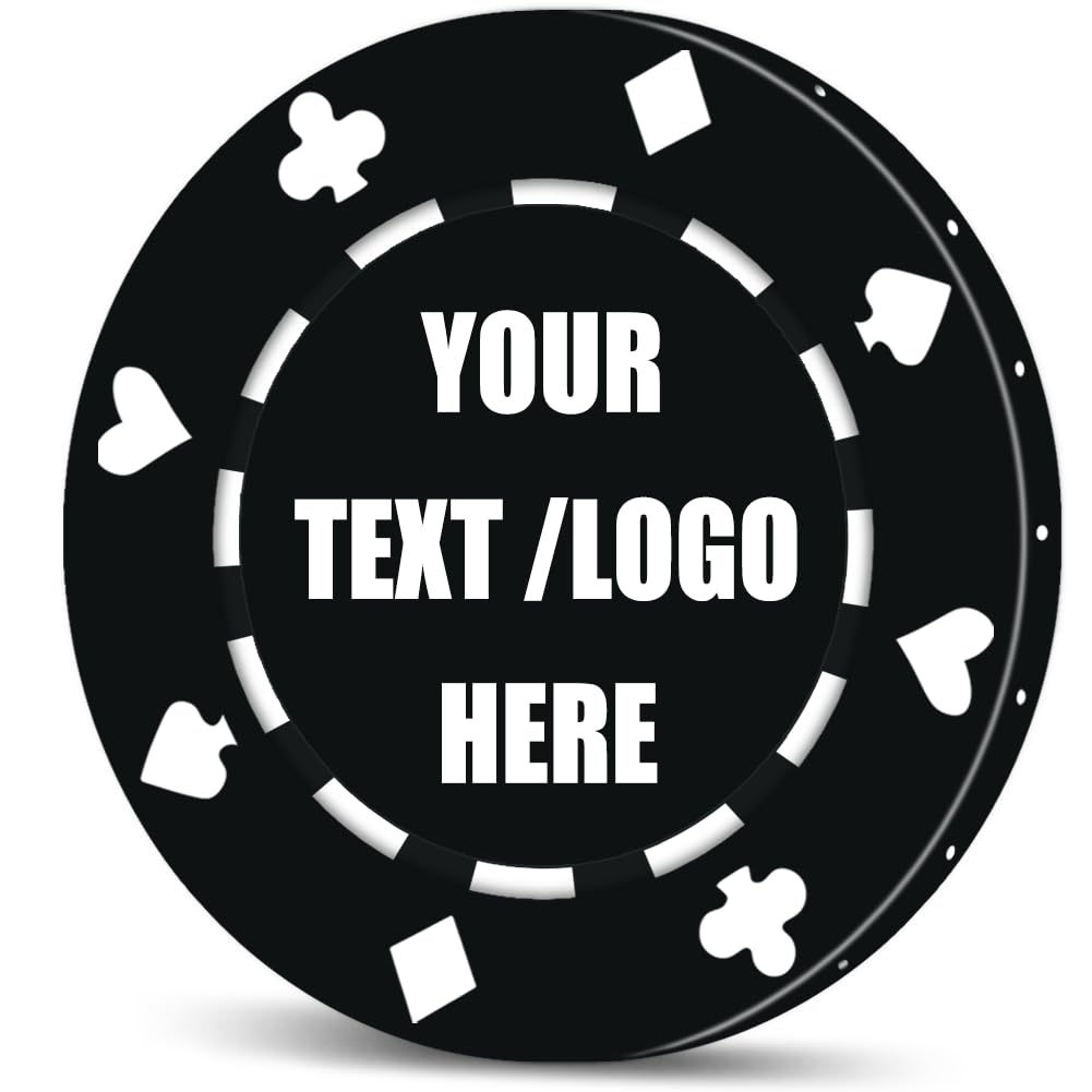 25-500PCS Custom Poker Chips| 12 Grams Personalized Clay Poker Chips|Custom with Logo,Text|Double-Sided Full-Color Printing|Bar Tokens,Golf Ball