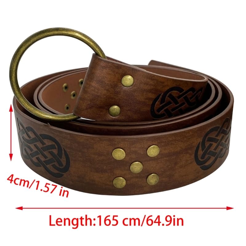 Medieval Keltic Embossed Rivet Belt Vintage Circular Strap Men Women Belt Waistband Unisex Costume Accessories Viking embossed rivet belt2