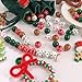 200 Pcs Christmas Wooden Beads for Crafts Red Green Round Craft 5 Styles Christmas Tree Bell Peppermint Swirl for Xmas DIY Garland Jewelry Making Home Decor