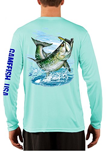 GAMEFISH USA Men's UPF 50 Long Sleeve Microfiber Moisture Wicking Performance Fishing Shirt