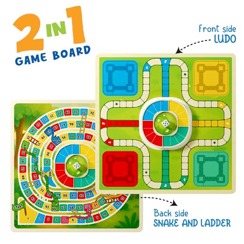 Image of Spartan Kids Pop & Play 2 in 1 Game Board, Ludo & Snakes and Ladders, Ages 3+, Multicolour, Press to Shuffle Dice Mechanism, 2-4 Players