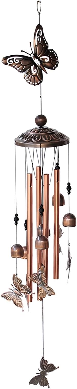 Bitray Wind Chimes Butterfly Wind Chime Outdoor Wind Bells with 4 Aluminum Tube Wind Chime with S Hook for Patio Garden Window Home Decoration