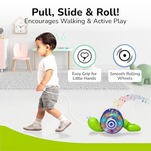 Image of R for Rabbit Orapple Snail Tune Musical Pull-Along Toy for Baby |Lights, Music & Smooth Wheels | Safe Design Injury-Free Edges | Enhances Sensory, Auditory & Motor Skills 12+ Months Kids (Green Blue)