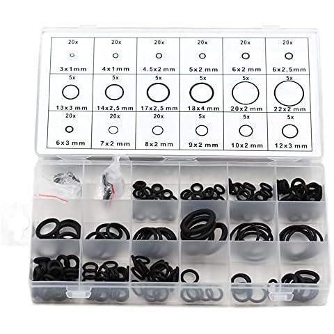 Chiloskit 225pc Rubber O-Ring Assortment Set Hydraulic Plumbing Air Gas Paintball Seal Kit Cover