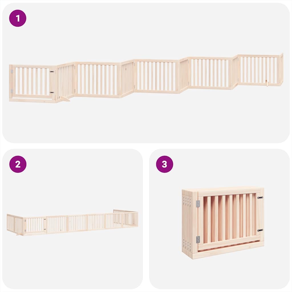 10-TLG. Puerta plegable para perros de madera de álamo con puerta de 800 cm de longitud independiente, para perros, cachorros, jardín, terraza, protección y seguridad en exteriores