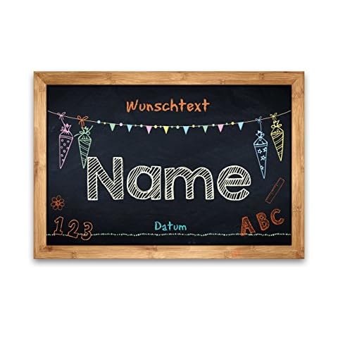 Striefchen® Banner zur Einschulung - Tafel - mit Namen des Kindes, Datum und Wunschtext 50 x 70 cm Kunststoffplane Cover