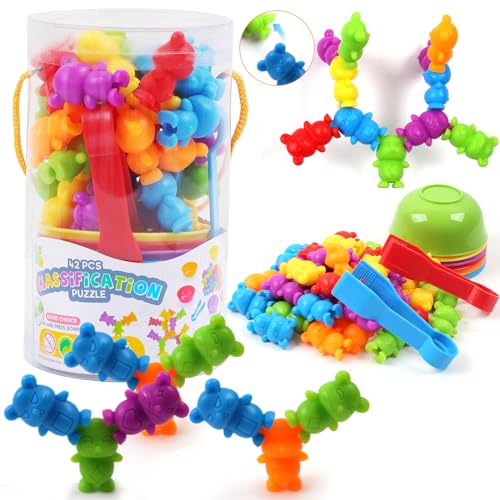 Image of UNIQUE KIDS Stacking Mouse Counting and Matching Game with Sorting Cups - Educational Montessori Toy for Color Classification, Sensory Development, and Learning for Toddlers and Preschoolers Age 3+