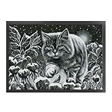 ARVALOLET Kit de punto de cruz hecho a mano con diseño de gato de nieve de 11 quilates