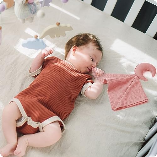 Image of Premium Soft Muslin Cotton Moon Loveys Soft & Breathable Newborn Security Blanket, Perfect Present for Baby Newborns, Toddlers Boy Girl, Gender Neutral. Fabric for Comfortable Sleep & Play