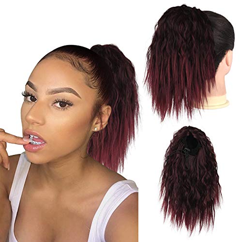 Curly Ponytail Extension, Sidaila 10 Inch Short Drawstring Ponytail for Black Women Synthetic hair Clip in Pony Tail Hairpieces with 2 Combs and Elastic Net (1Btbug)