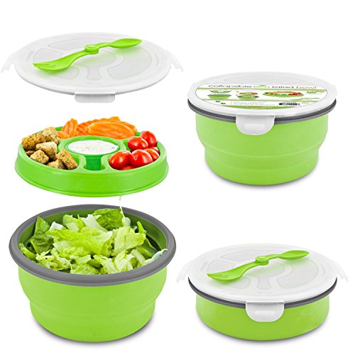 Smart Planet Eco Collapsible Salad Bowl, 65 oz, Green