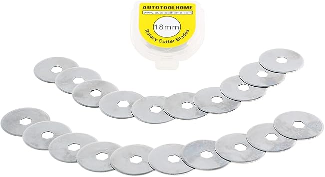 AUTOTOOLHOME 20 Pack 18mm Rotary Cutter Blades Cutting Fabric Paper Quilting Sewing Patchwork Tool