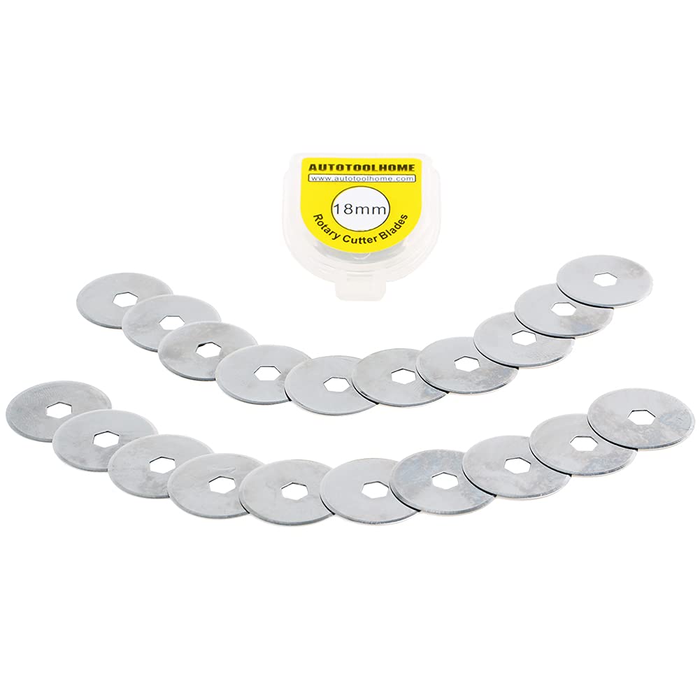 AUTOTOOLHOME 20 Pack 18mm Rotary Cutter Blades Best for Crafters, Quilters, Scrap Bookers, Super