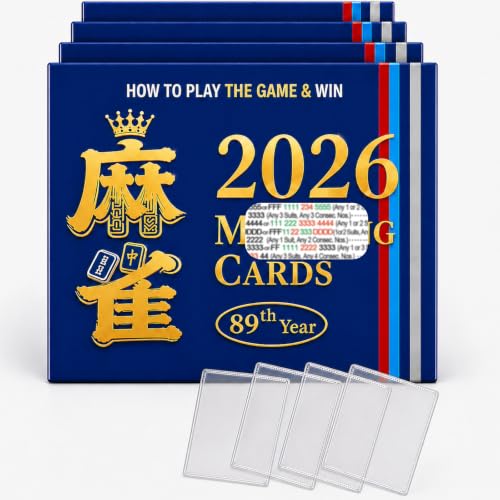 4 PCS Mah-J0ng Cards 2026 Official Revision with Protective Sleeves