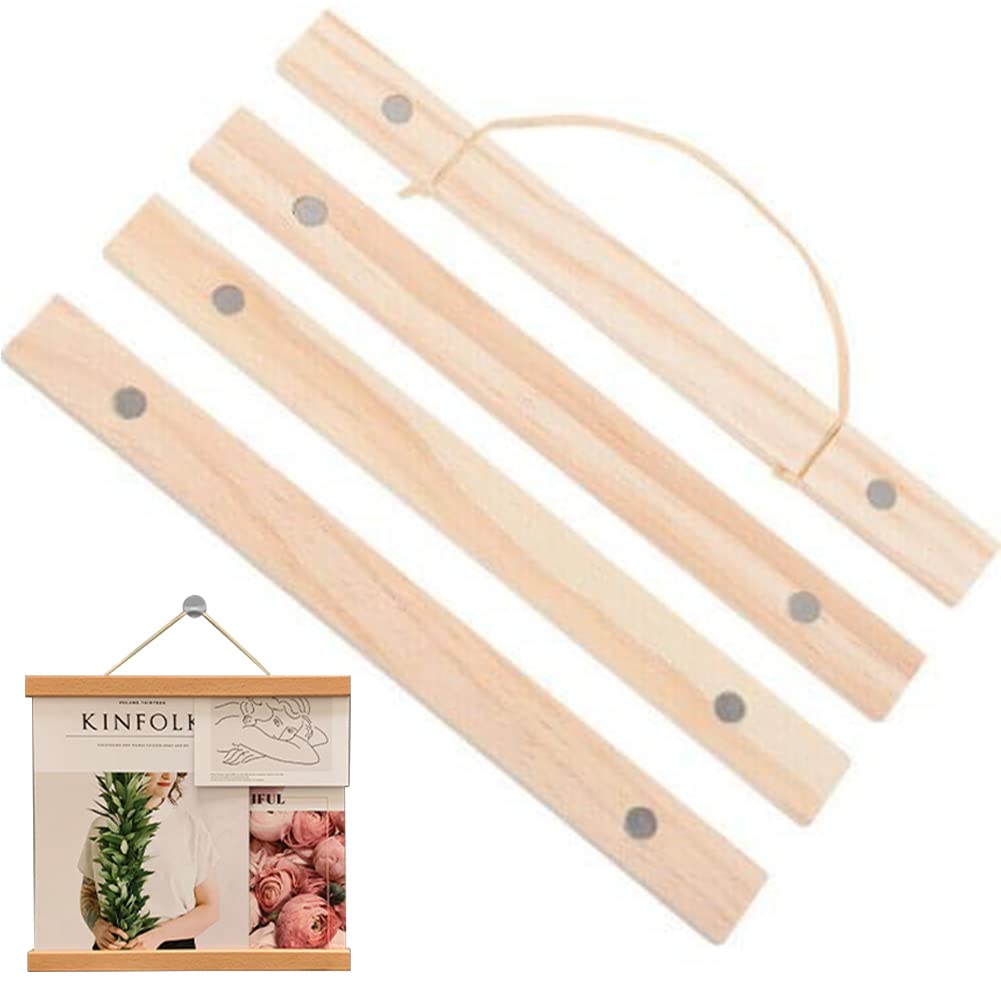 KARELLS Marco para Carteles de Madera Natural, Colgador Magnético para Fotos DIY, 21 cm