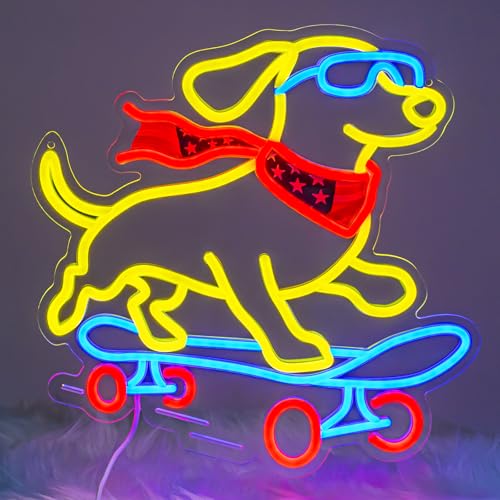 Image of Dachshund Gifts, Dachshund Skateboarding Dog Neon Sign for Wall Decor, Weiner Dog Lover Gifts, Cool Cute LED Light Wall Art for Living Room Bedroom Bar Man Cave Game Room (Dachshund)