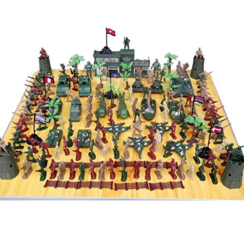 Polai 144 Spielzeug Soldaten Figuren Militär Spielzeug mit Panzern, Flugzeuge, Flaggen, Waffen und Accessoires Cover