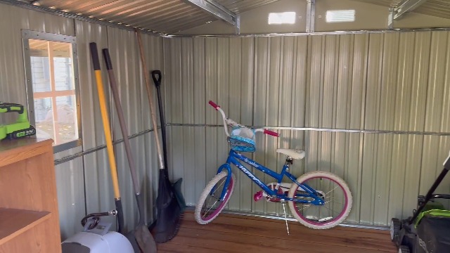 Jocisland 10.6x6.8x6.3 FT Metal Storage Shed with Two 4-Pane