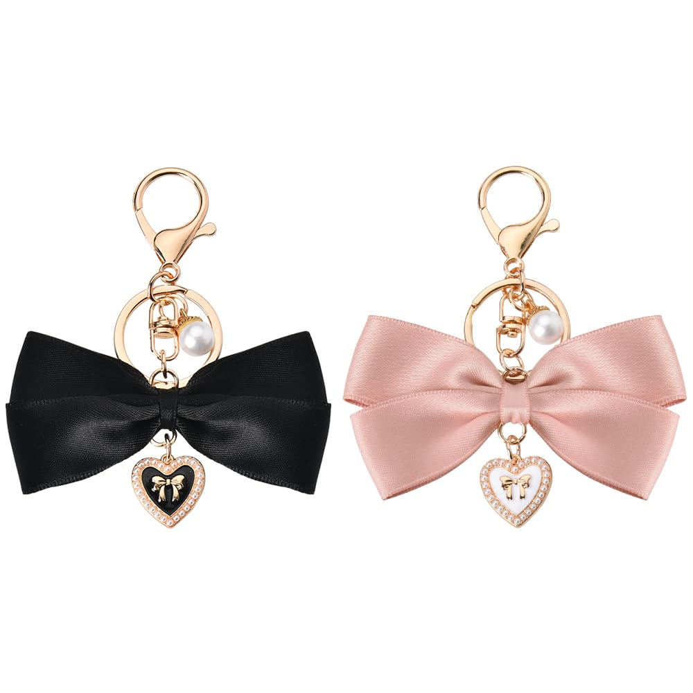 SisadodoBow Pearl Wristlet Keychain Bracelet Bowknot Bag Charm for Purse Backpack Pendant Bow Accessories for Women Girls