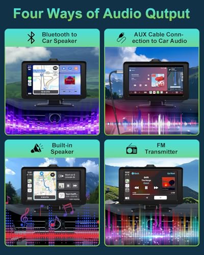 Image of Apple Carplay Screen for Car, 7 inch HD Portable Wireless Apple Carplay & Android Auto Touchscreen, with 1080P Backup Camera, Car Play Screen Tablet, GPS Navigation /Mirror Link /Bluetooth /FM /Voice Control